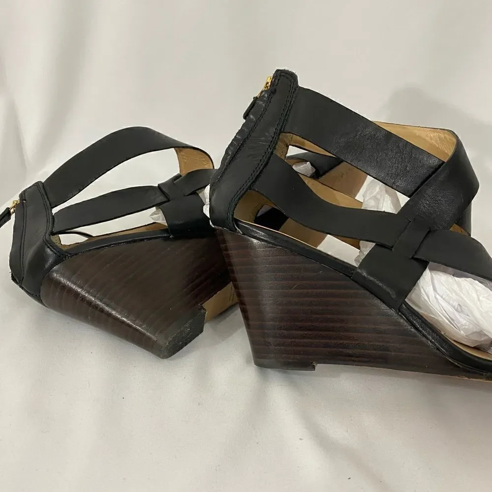Hive & Honey Black Strappy Ankle Strap Wedge